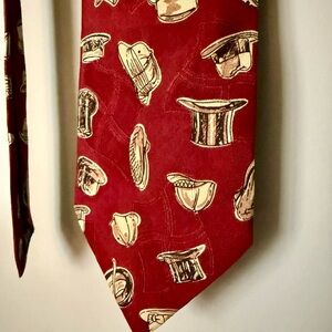 Polo by Ralph Lauren Red Silk Novelty Hat Print Tie 90’s Vintage Retro Pattern